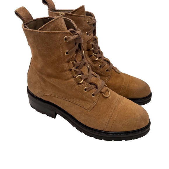 All Saints Shoes - All Saints Women Donita Tan Suede Lace-up Zip Ankle Combat boots US 7.5 EUR 38